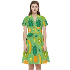 Fruit Tropical Pattern Design Art Short Sleeve Waist Detail Dress by danenraven