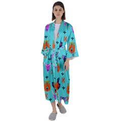 Illustration Design Gardening Texture Maxi Satin Kimono by danenraven