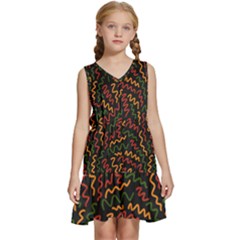 African Abstract  Kids  Sleeveless Tiered Mini Dress by ConteMonfrey