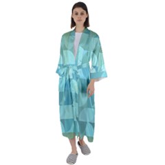 Geometric Ocean  Maxi Satin Kimono by ConteMonfrey