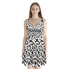 Leopard Print Black And White Split Back Mini Dress  by ConteMonfrey