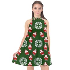 Xmas Christmas Background Halter Neckline Chiffon Dress  by danenraven