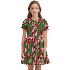 Christmas Wrapping Paper Abstract Kids  Bow Tie Puff Sleeve Dress by danenraven