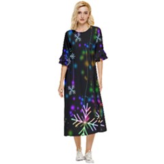 Snowflakes Lights Double Cuff Midi Dress by artworkshop