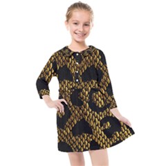 Metallic Snake Skin Pattern Kids  Quarter Sleeve Shirt Dress by BangZart