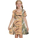 Leaves Monstera Picture Print Pattern Kids  Short Sleeve Tiered Mini Dress View1