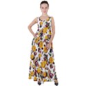 Pumpkin Fruit Flower Pattern Empire Waist Velour Maxi Dress View1