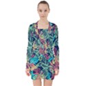 Sheets Tropical Picture Plant Pattern V-neck Bodycon Long Sleeve Dress View1