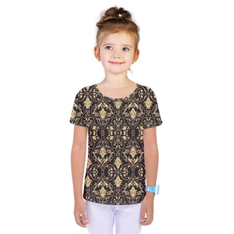 Vintage Batik Art Architecture Pattern Kids  One Piece Tee by Ravend