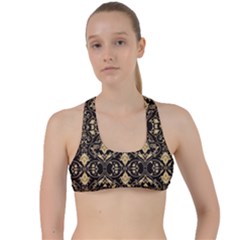 Vintage Batik Art Architecture Pattern Criss Cross Racerback Sports Bra by Ravend