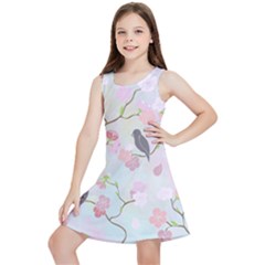 Bird Blossom Seamless Pattern Kids  Lightweight Sleeveless Dress by Ravend