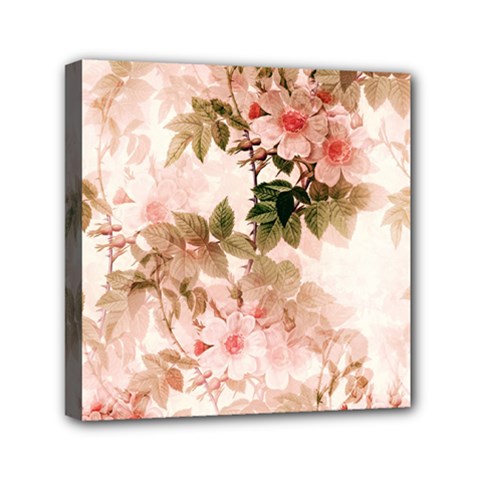 Flower Plant Vintage Retro Mini Canvas 6  X 6  (stretched) by Ravend