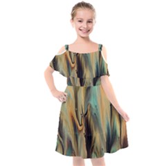 Abstract Painting In Colored Paints Kids  Cut Out Shoulders Chiffon Dress by Ravend