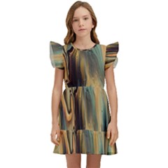 Abstract Painting In Colored Paints Kids  Winged Sleeve Dress by Ravend