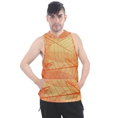 Orange Leaf Texture Pattern Men s Sleeveless Hoodie by Ravend