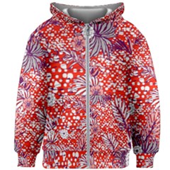 Leaf Red Point Flower White Kids  Zipper Hoodie Without Drawstring by Ravend