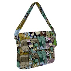 Zoo-animals-peacock-lion-hippo- Buckle Messenger Bag by Pakrebo