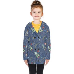 Illustration Cat Space Astronaut Rocket Maze Kids  Double Breasted Button Coat by Ravend