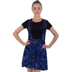 Particle Art Background Blue Velvet Suspender Skater Skirt by Ravend