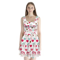 Lovely Owls Split Back Mini Dress  by ConteMonfrey