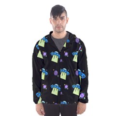 Illustration Cosmos Cosmo Rocket Spaceship Ufo Men s Hooded Windbreaker by danenraven