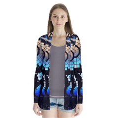 Illustration Tech Galaxy Robot Bot Science Drape Collar Cardigan by danenraven