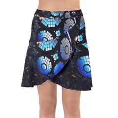 Illustration Tech Galaxy Robot Bot Science Wrap Front Skirt by danenraven