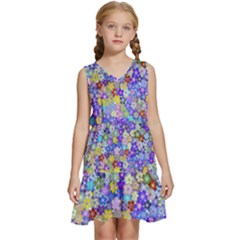 Illustration Background Flower Pattern Floral Kids  Sleeveless Tiered Mini Dress by danenraven