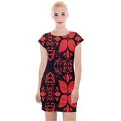 Christmas Red Black Xmas Gift Cap Sleeve Bodycon Dress by artworkshop