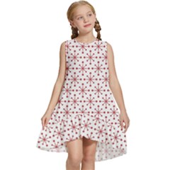 Christmas Pattern Red Stars Kids  Frill Swing Dress by artworkshop