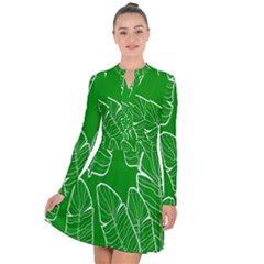 Green Banana Leaves Long Sleeve Panel Dress by ConteMonfrey