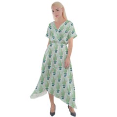 Cuteness Overload Of Cactus!  Cross Front Sharkbite Hem Maxi Dress by ConteMonfrey