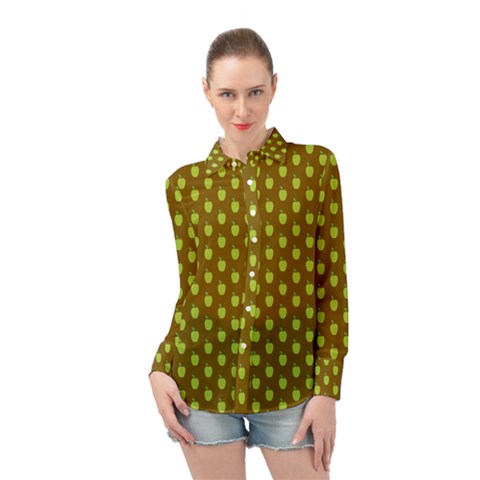 All The Green Apples  Long Sleeve Chiffon Shirt by ConteMonfrey