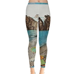 Beach Day At Cinque Terre, Colorful Italy Vintage Inside Out Leggings by ConteMonfrey