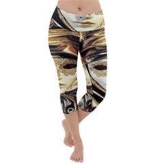 Artistic Venetian Mask Lightweight Velour Capri Yoga Leggings by ConteMonfrey