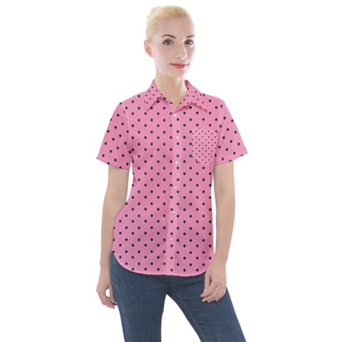 Polka Dot Dots Pattern Dot Women s Short Sleeve Pocket Shirt by danenraven