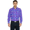 Background Mosaic Purple Blue Men s Long Sleeve Pocket Shirt  View1