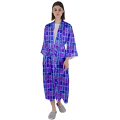 Background Mosaic Purple Blue Maxi Satin Kimono by danenraven