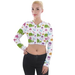 Turtle Animal Sea Life Long Sleeve Cropped Velvet Jacket by danenraven