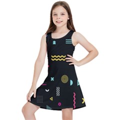 Geometric Art Colorful Shape Kids  Lightweight Sleeveless Dress by Ravend