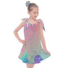 Nature Palm Tree Leaves Leaf Plant Tropical Kids  Tie Up Tunic Dress by Ravend