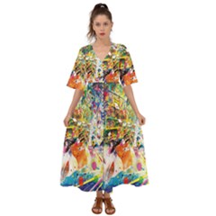 Multicolor Anime Colors Colorful Kimono Sleeve Boho Dress by BangZart