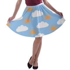 Sun And Clouds  A-line Skater Skirt by ConteMonfreyShop