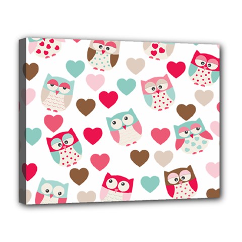 Lovely Owls Canvas 14  X 11  (stretched) by ConteMonfreyShop