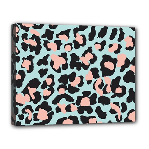 Blue And Pink Jaguar Dots Leopard Canvas 14  X 11  (stretched) by ConteMonfreyShop