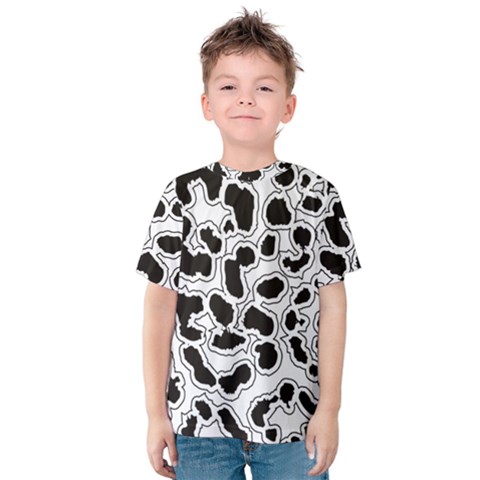 Black And White Dots Jaguar Kids  Cotton Tee by ConteMonfreyShop