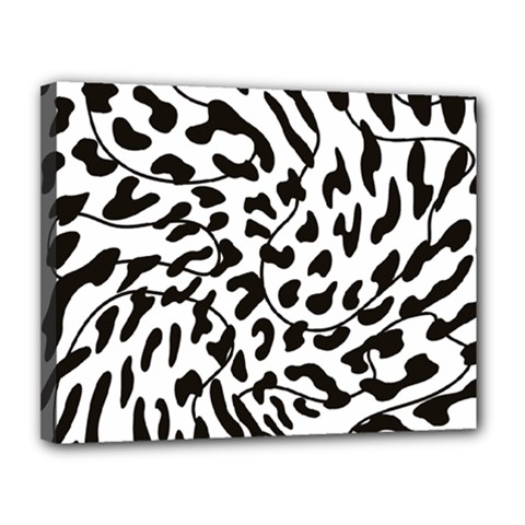 Leopard Print Black And White Draws Canvas 14  X 11  (stretched) by ConteMonfreyShop