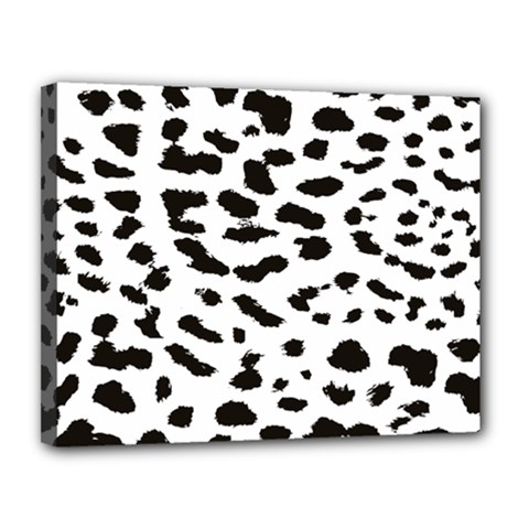 Leopard Print Jaguar Dots Black And White Canvas 14  X 11  (stretched) by ConteMonfreyShop