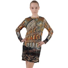 Colosseo Italy Long Sleeve Hoodie Dress by ConteMonfrey