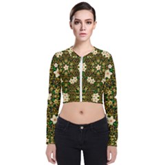 Flower Power And Big Porcelainflowers In Blooming Style Long Sleeve Zip Up Bomber Jacket by pepitasart